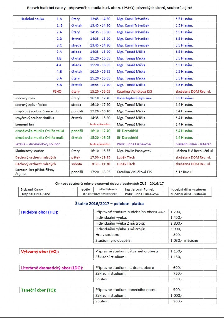 Hudební nauka a soubory 2016/2017