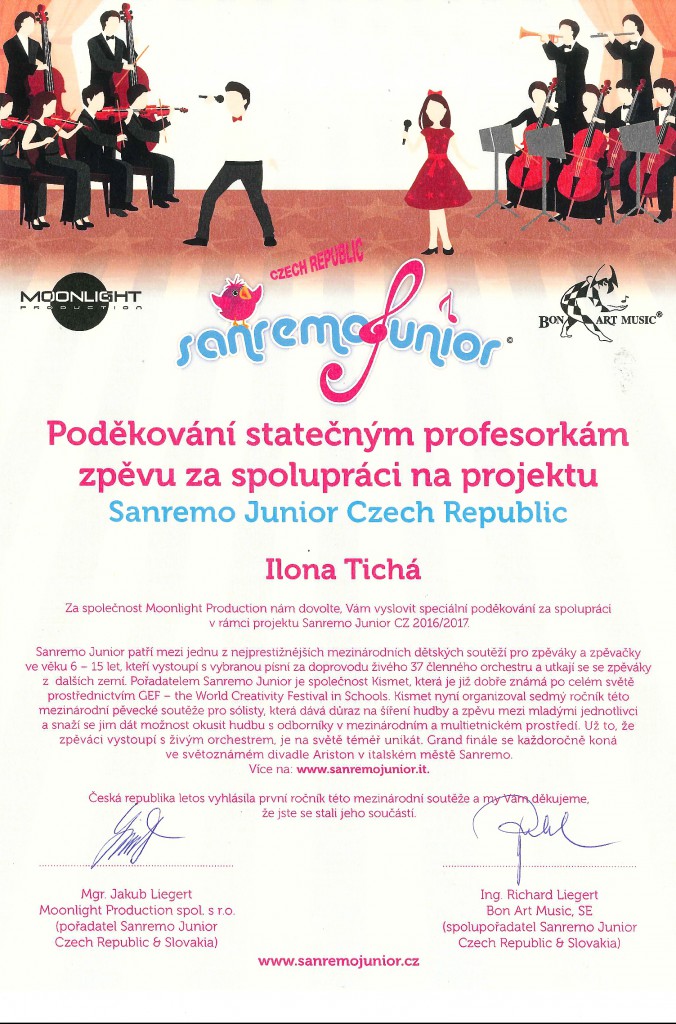 Poděkování Iloně Tiché