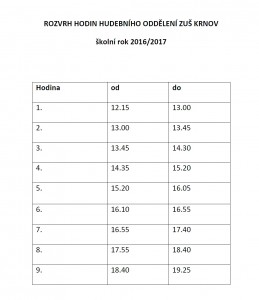 Rozvrh hodin 2016/2017